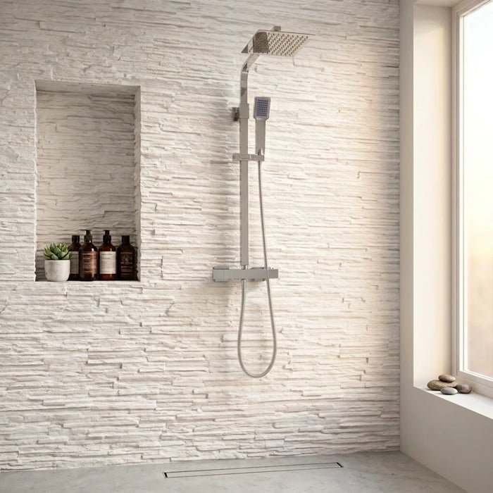 Scudo Elliot Square Thermostatic Rigid Riser Mixer Shower inc. Easy Fix Kit