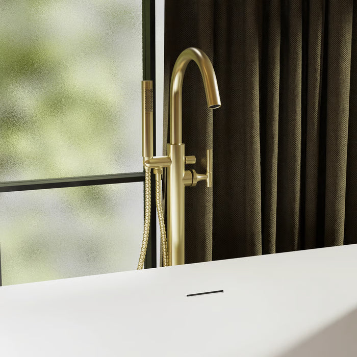 Burlington Strand Floorstanding Bath Shower Mixer Tap with Handset