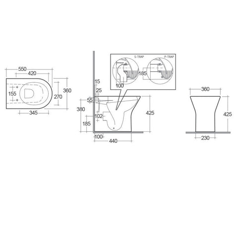 Sonas Scala Comfort Height Back to Wall Toilet And Seat