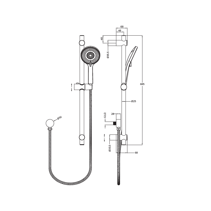 Sonas Alita Knurled Thermostatic Shower Set 1 with Rain