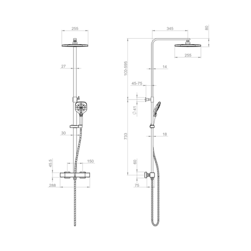 Sonas Alita Rain Thermostatic Square Shower Kit - Chrome