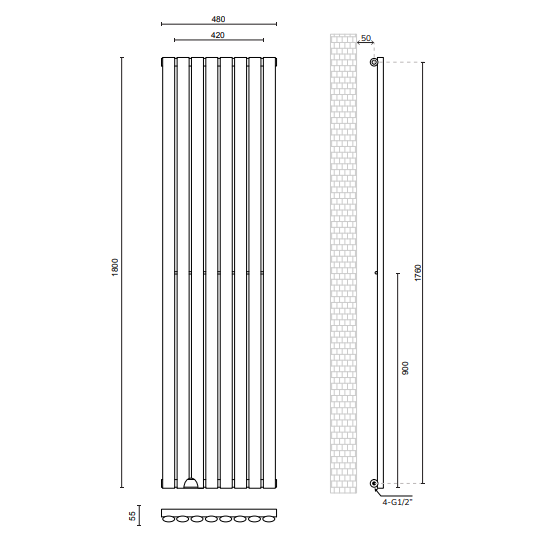 Sonas Amura Elliptical Tube Single Panel Designer Radiator