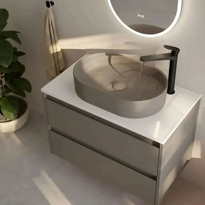 Sonas Apex Two Drawer Wall Hung Vanity Unit with Countertop & Living Oval Basin