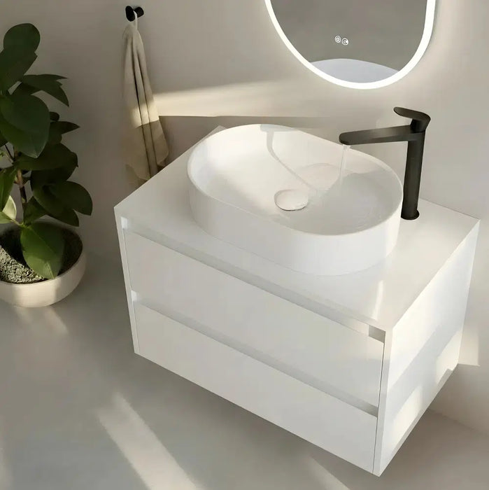 Sonas Apex Two Drawer Wall Hung Vanity Unit with Countertop & Living Oval Basin