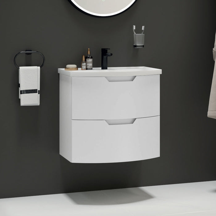 Sonas Arc 2 Drawer Wall Hung Vanity Unit With Matt White