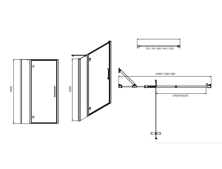 Sonas Aspect 8mm Hinged Recessed Shower Door With Inline