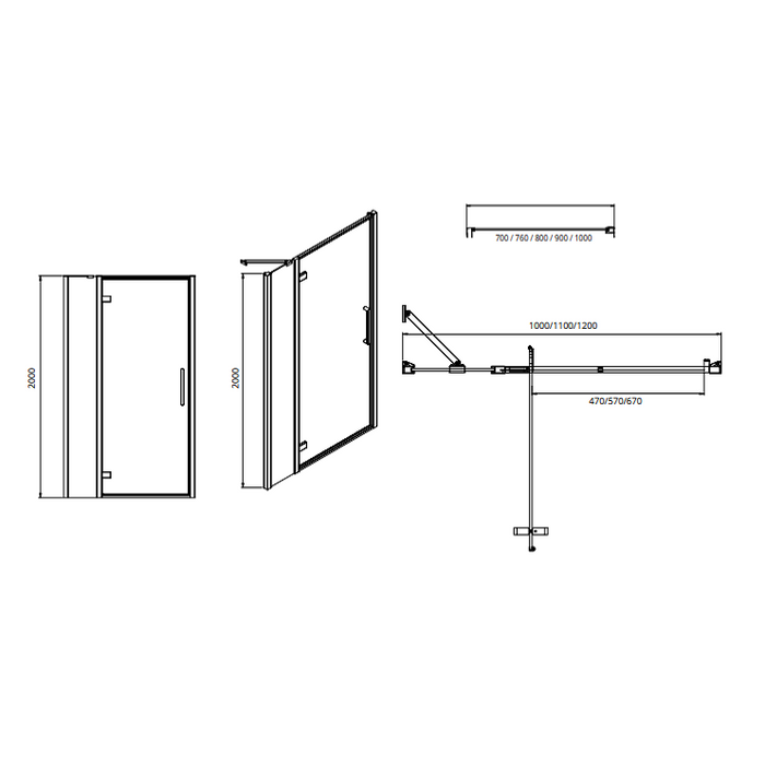 Sonas Aspect 8mm Hinged Shower Door With Side Panel