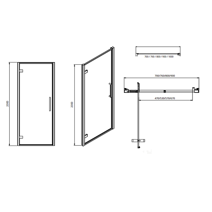 Sonas Aspect 8mm Hinged Shower Door With Side Panel