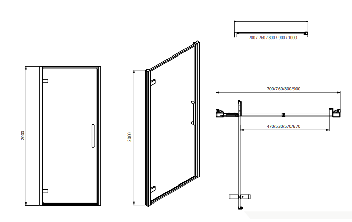 Sonas Aspect 8mm Hinged Shower Door With Side Panel