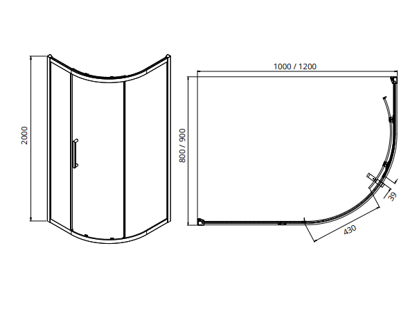 Sonas Aspect 8mm Single Door Offset Quadrant Shower