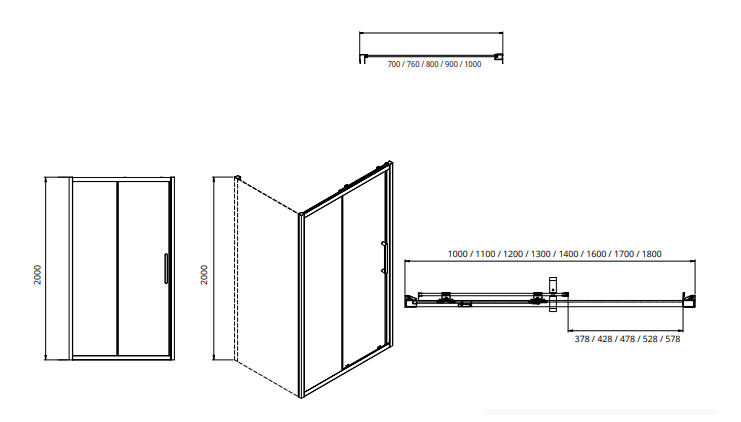 Sonas Aspect 8mm Sliding Shower Door With Side Panel