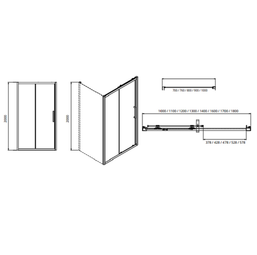 Sonas Aspect 8mm Sliding Shower Door With Side Panel