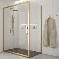 Sonas Aspect 8mm Sliding Shower Door With Side Panel - Brushed Gold
