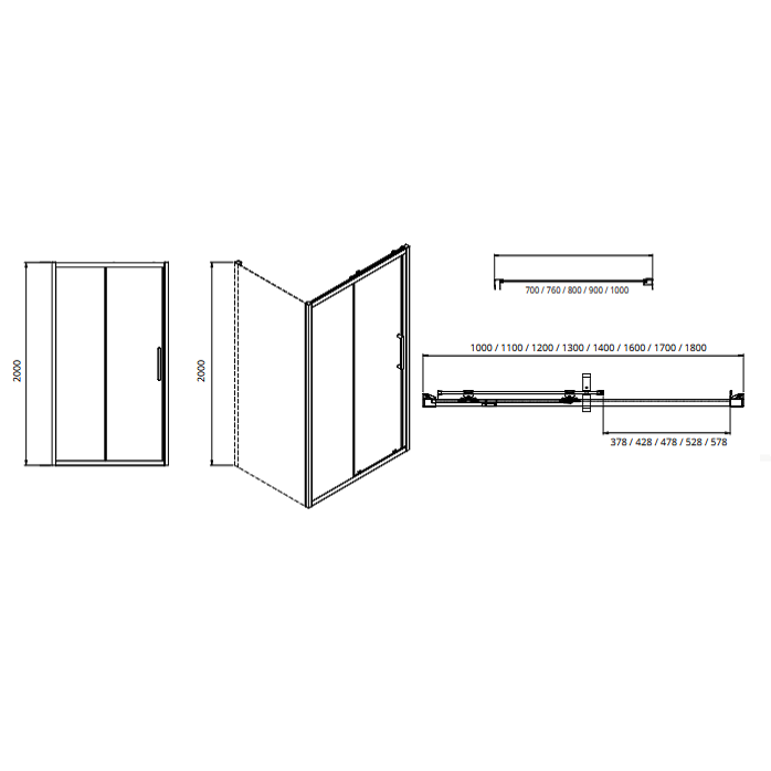 Sonas Aspect 8mm Sliding Shower Door With Side Panel