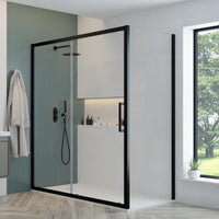 Sonas Aspect 8mm Sliding Shower Door With Side Panel - Matt Black