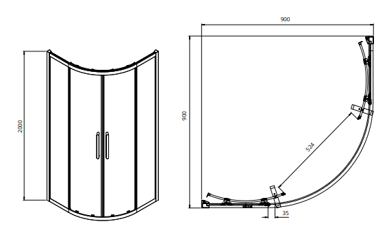 Sonas Aspect 8mm Two Door Quadrant Shower