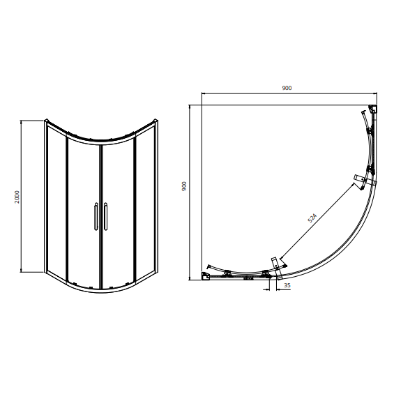 Sonas Aspect 8mm Two Door Quadrant Shower - Quadrant Shower