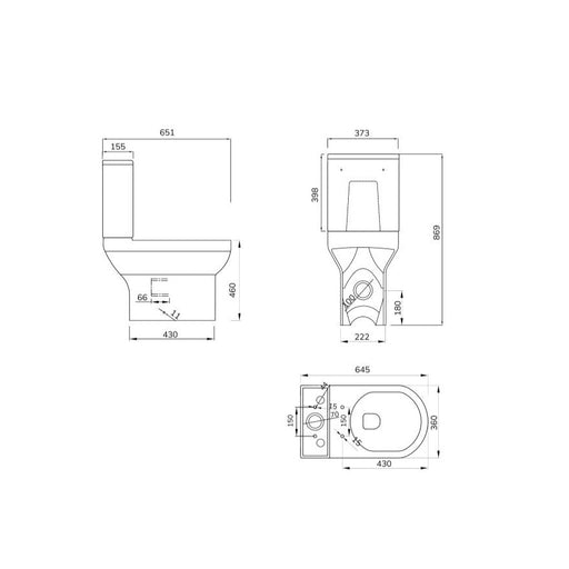 Sonas Base Rimless Comfort Height Open Back Close Coupled