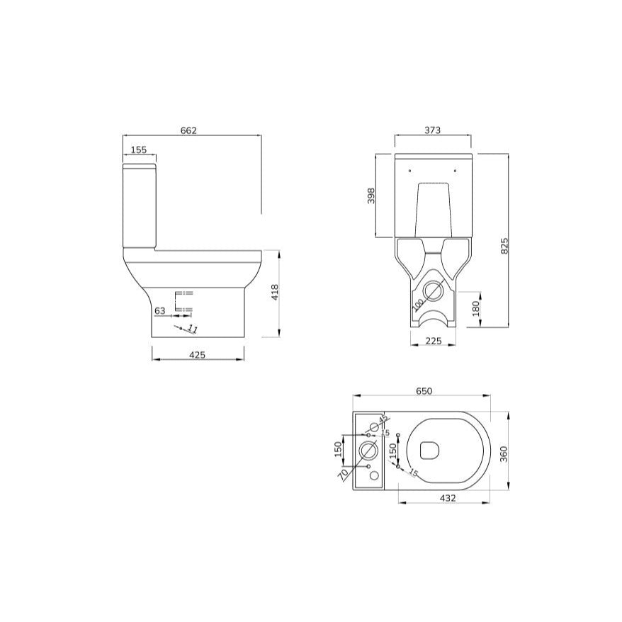 Sonas Base Rimless Open Back Close Coupled Toilet And Soft