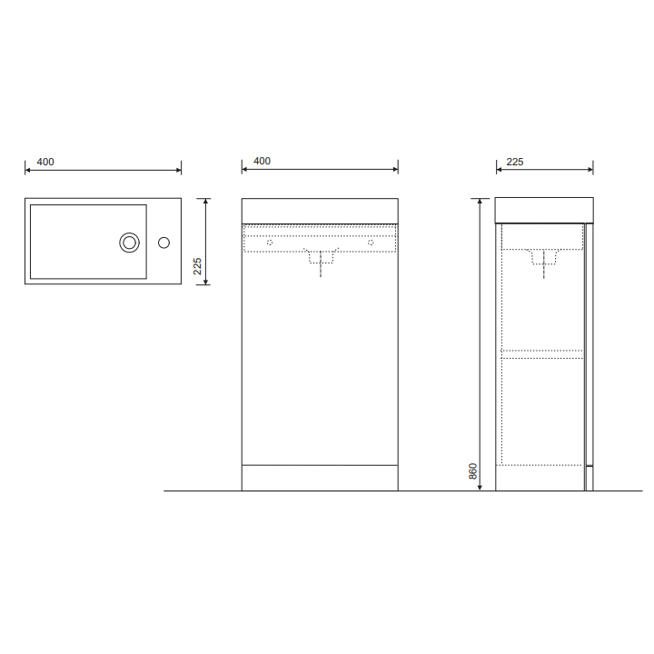 Sonas Basle 400mm Floorstanding Vanity Unit - Wall Hung