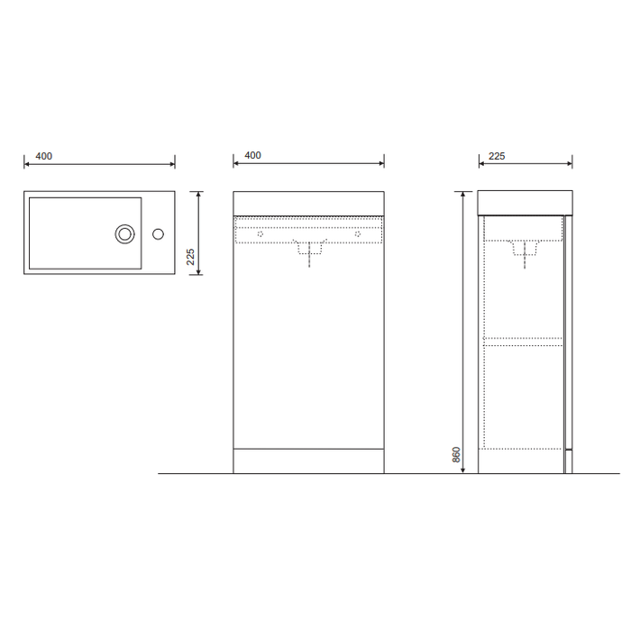 Sonas Basle 400mm Floorstanding Vanity Unit - Wall Hung