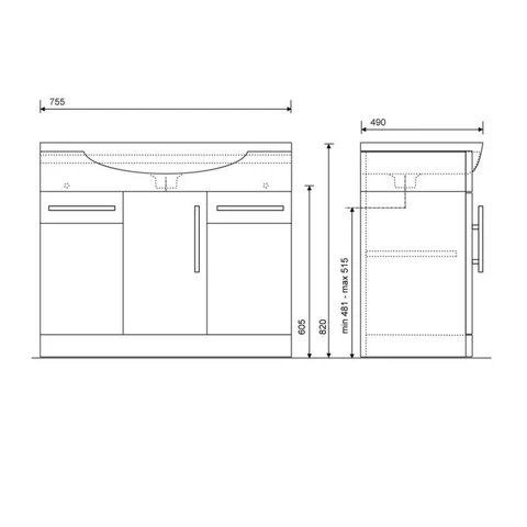 Sonas Belmont 3 Door And 2 Drawer Floorstanding Vanity Unit