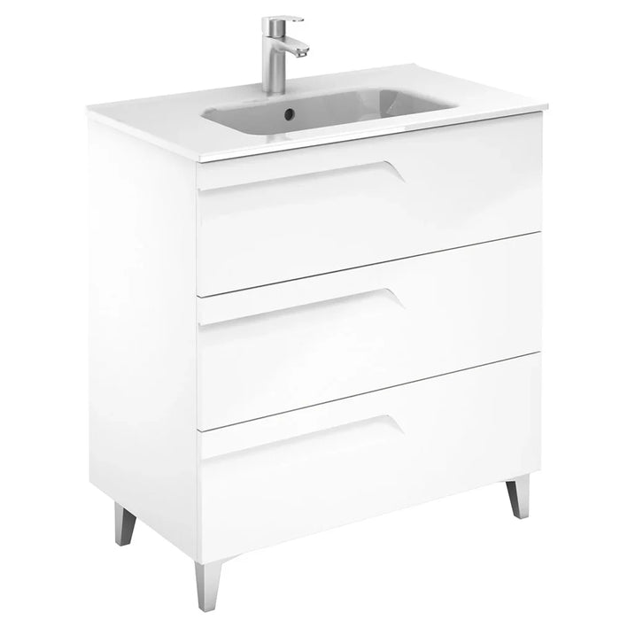 Sonas Brava 3 Drawer Floorstanding Vanity Unit - Gloss White