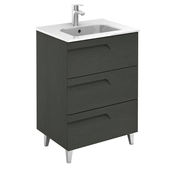 Sonas Brava 3 Drawer Floorstanding Vanity Unit - Nature Grey