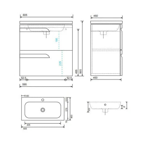 Sonas Brava Wall Hung Vanity Unit With Slim Basin - Wall