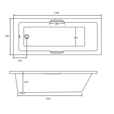 Sonas Cadenza Single Ended Bath With Integrated Handle