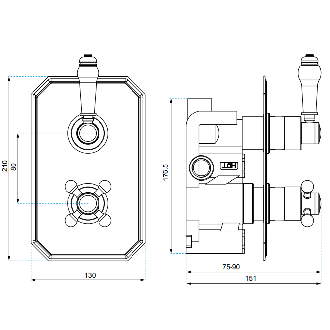 Sonas Carys 2 Control Concealed Thermostatic Shower Valve