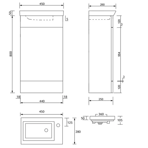 Sonas Charm 450mm FLoorstanding Vanity Unit With Basin