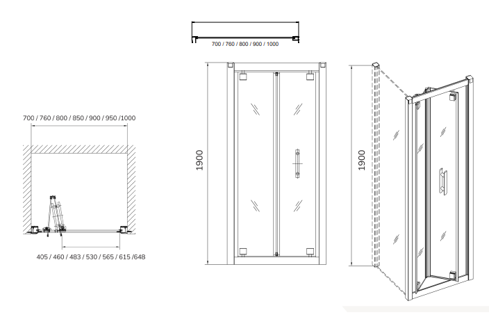 Sonas City Plus 6mm Bifold Recessed Shower Door - Chrome