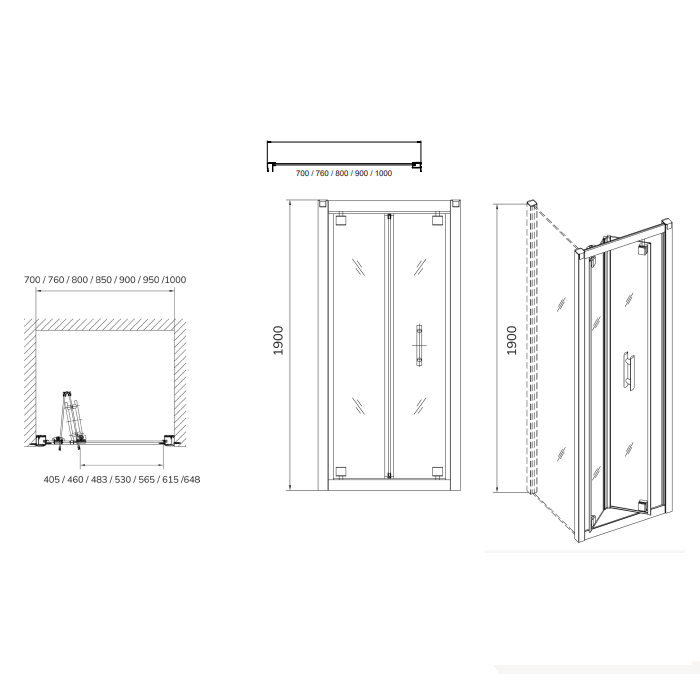 Sonas City Plus 6mm Bifold Recessed Shower Door - Chrome