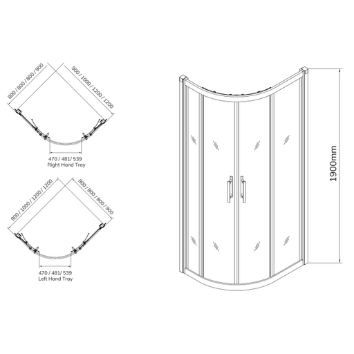 Sonas City Plus 6mm Double Door Offset Quadrant Shower