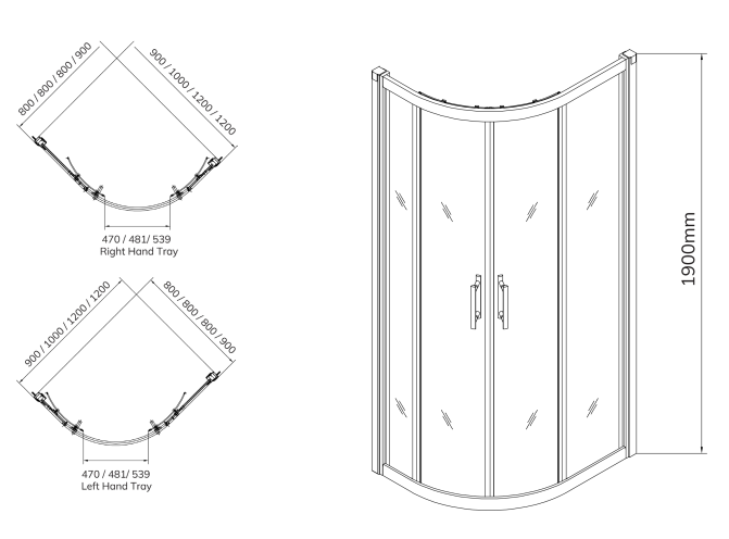 Sonas City Plus 6mm Double Door Offset Quadrant Shower