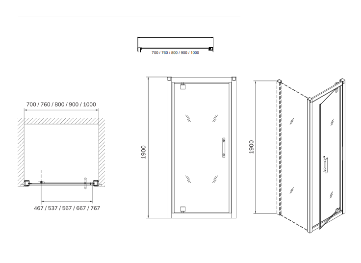 Sonas City Plus 6mm Pivot Shower Door With Side Panel