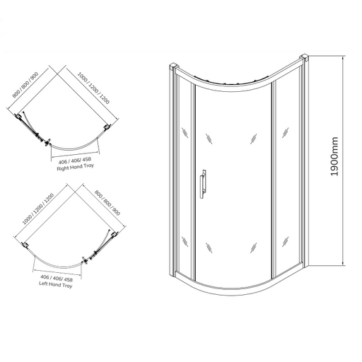 Sonas City Plus 6mm Single Door Offset Quadrant Shower