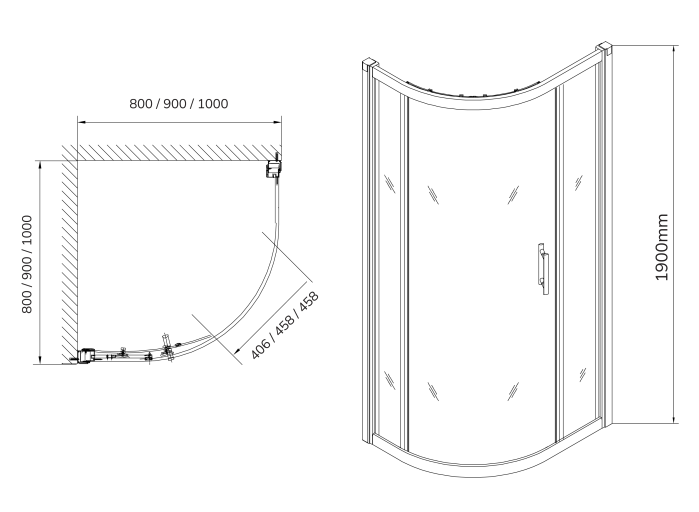 Sonas City Plus 6mm Single Door Quadrant Shower