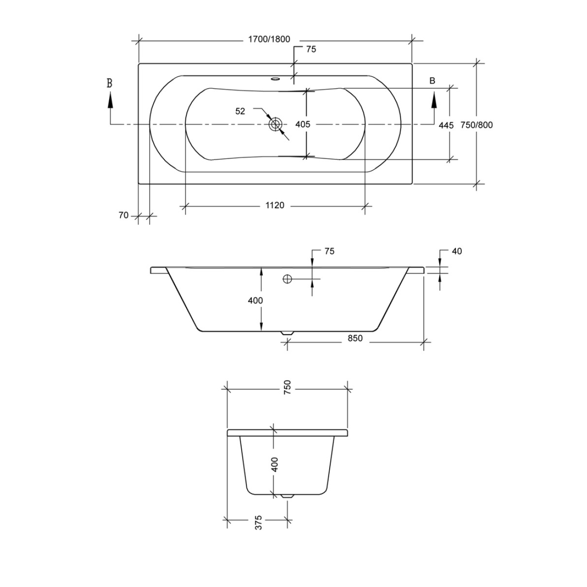 Sonas Clover Double Ended Bath