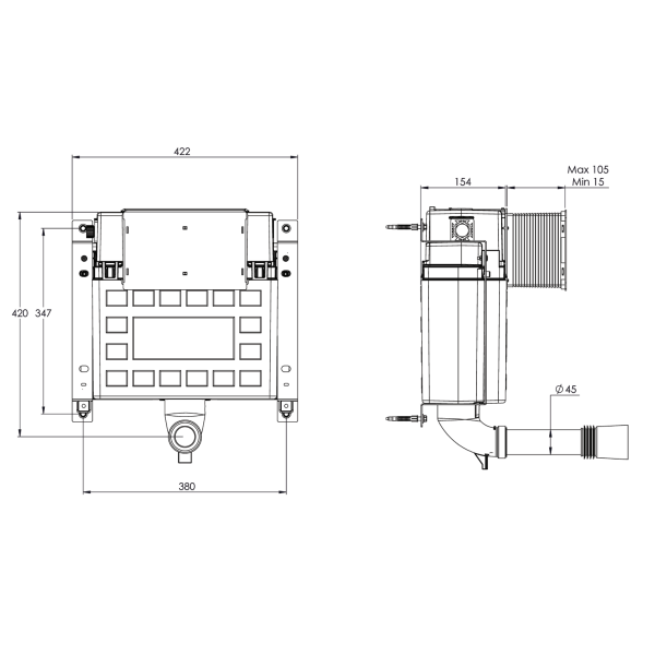 Sonas Concealed Cistern For Back To Wall WC Fascia Plate