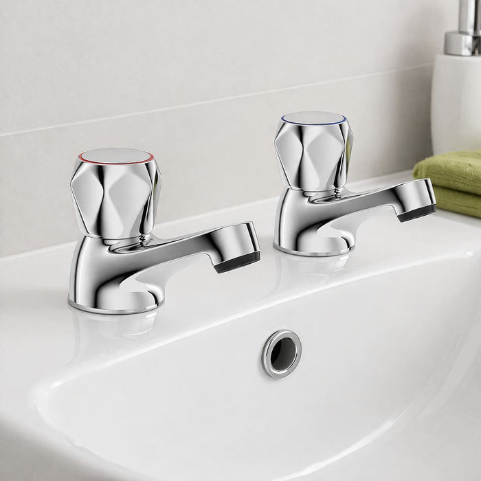 Sonas Contract Basin Pillar Taps - Chrome