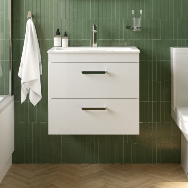 Sonas Corta 2 Drawer Wall Hung Vanity Unit With Basin And Handles