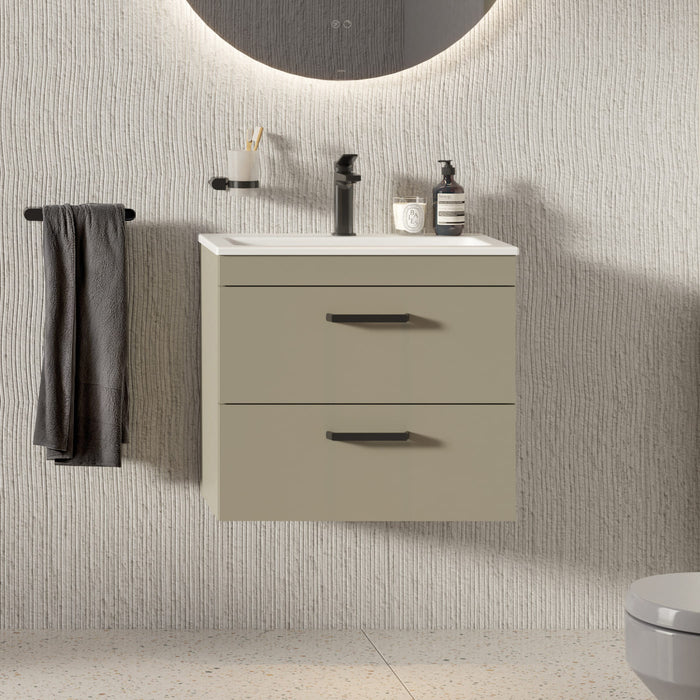 Sonas Corta 2 Drawer Wall Hung Vanity Unit With Basin And Handles
