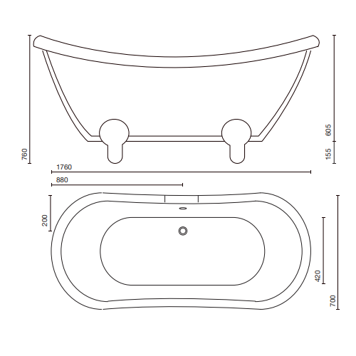 Sonas Countess Freestanding Double Ended Slipper Bath