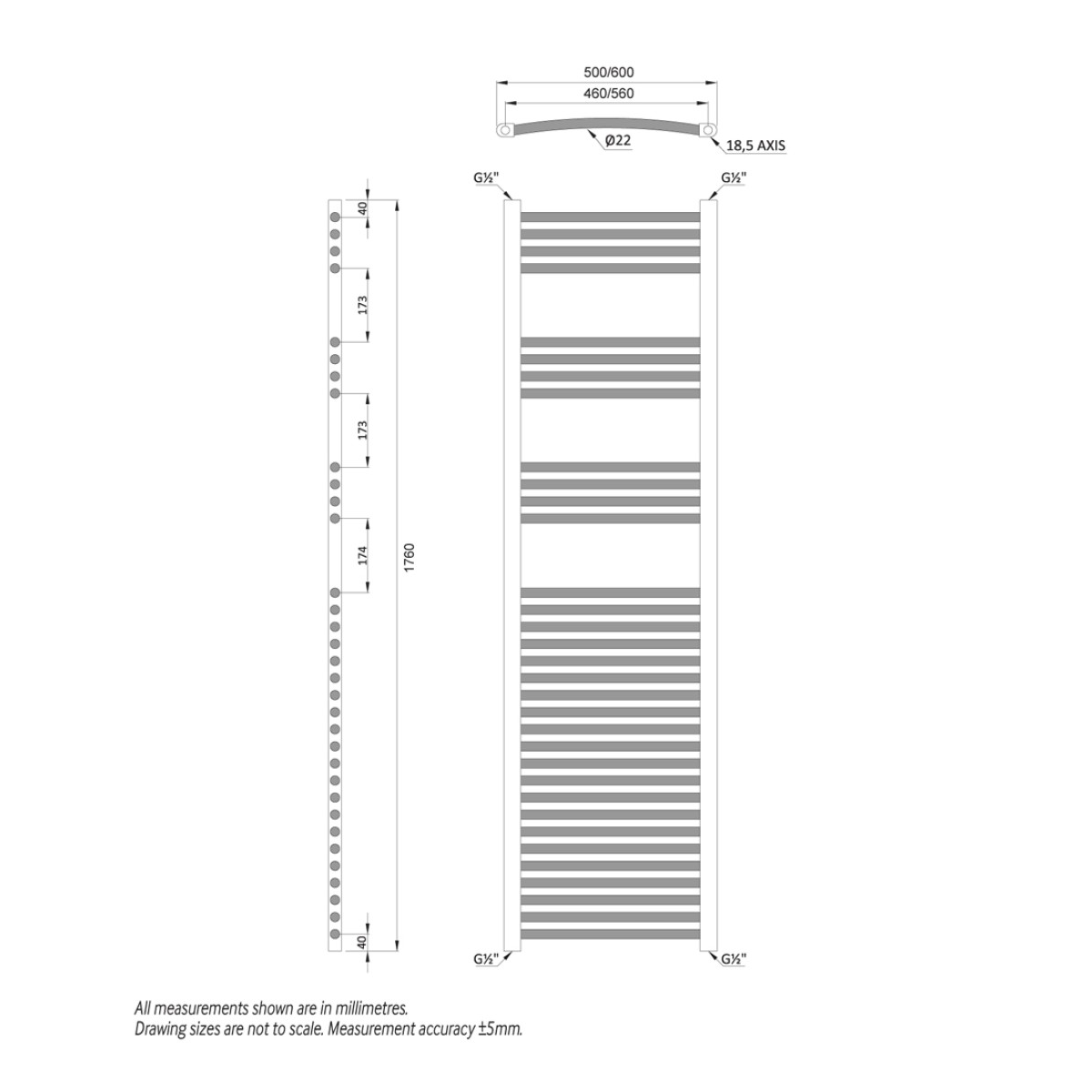 Sonas Curved Heated Towel Rail