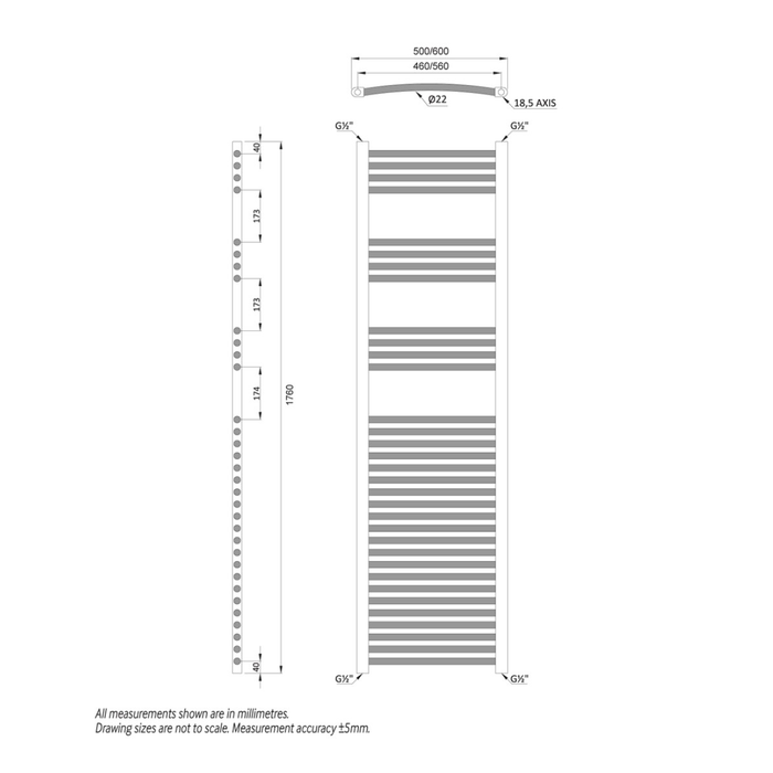 Sonas Curved Heated Towel Rail - Heated Towel Rails