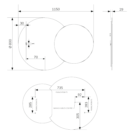 Sonas Echo Eclipse Illuminated LED Mirror With Demister