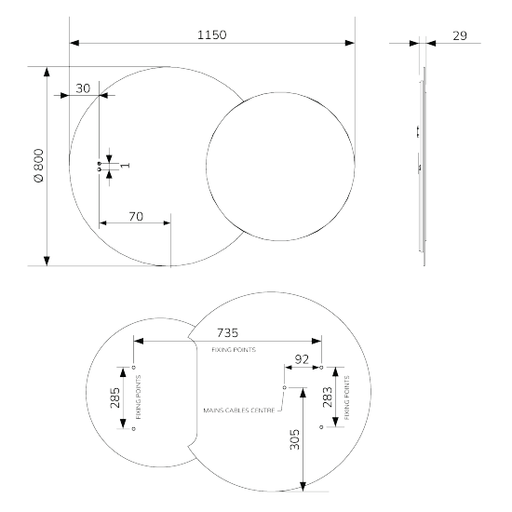 Sonas Echo Eclipse Illuminated LED Mirror With Demister