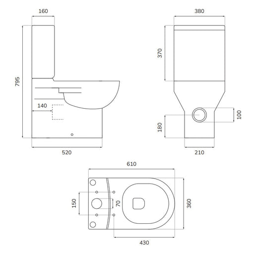 Sonas Eden Rimless Fully Shrouded Close Coupled Toilet